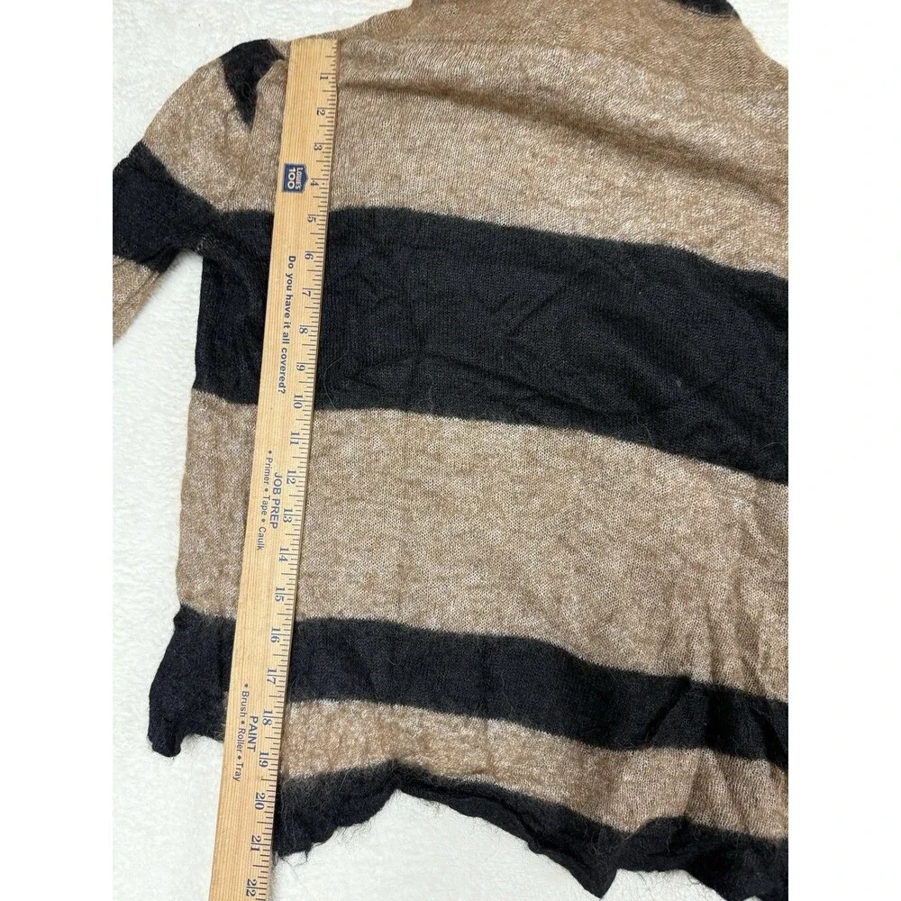 FREE PEOPLE Small LULU‎ ALPACA BLEND COWL NECK Tan Black Stripe SWEATER
